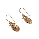 Roses & Truffles - Estate 14K Rose Gold Chocolate Diamond Ornate Dangly Earrings (EE211)