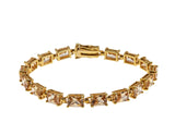 Imperial Princess - Vintage Gold Plated Imperial Topaz Coloured Princess Cut Cubic Zirconia Tennis Bracelet (VB136)