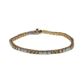 Two Tone Sparkler - Vintage Yellow & White Gold Plated Cubic Zirconia Tennis Bracelet (VB137)