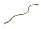 Two Tone Sparkler - Vintage Yellow & White Gold Plated Cubic Zirconia Tennis Bracelet (VB137)