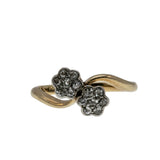 Toi Et Moi - Edwardian English 18K Gold Natural Old European Cut Double Daisy Cluster Ring (EDR099)