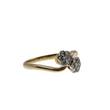 Toi Et Moi - Edwardian English 18K Gold Natural Old European Cut Double Daisy Cluster Ring (EDR099)