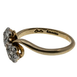 Toi Et Moi - Edwardian English 18K Gold Natural Old European Cut Double Daisy Cluster Ring (EDR099)