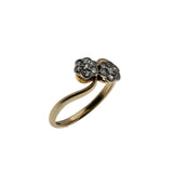 Toi Et Moi - Edwardian English 18K Gold Natural Old European Cut Double Daisy Cluster Ring (EDR099)