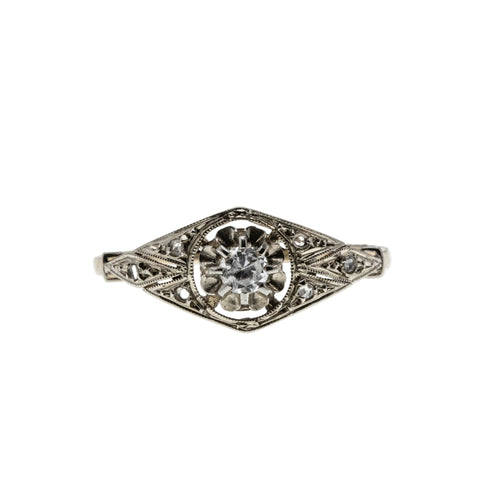 Bijou Français - Edwardian French Eagle Head Hallmark 18K Gold Natural Old European Cut & Rose Cut Diamond Ring (EDR100)