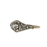 Bijou Français - Edwardian French Eagle Head Hallmark 18K Gold Natural Old European Cut & Rose Cut Diamond Ring (EDR100)