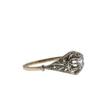 Bijou Français - Edwardian French Eagle Head Hallmark 18K Gold Natural Old European Cut & Rose Cut Diamond Ring (EDR100)