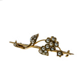 Lustrous Flower - Victorian English 15K Gold Natural Pearl Pin Brooch (VICBR021)