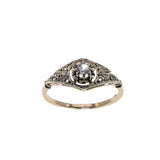 Bijou Français - Edwardian French Eagle Head Hallmark 18K Gold Natural Old European Cut & Rose Cut Diamond Ring (EDR100)