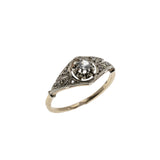Bijou Français - Edwardian French Eagle Head Hallmark 18K Gold Natural Old European Cut & Rose Cut Diamond Ring (EDR100)