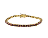 Lady In Red - Vintage Signed 'Joan Rivers'  Gold Plated Ruby Red Crystal Tennis Bracelet (VB140)