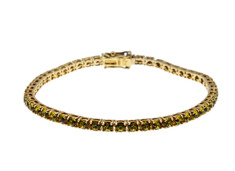 Canary Yellow - Vintage Signed 'Joan Rivers' Gold Plated Crystal Tennis Bracelet (VB141)