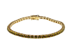 Canary Yellow - Vintage Signed 'Joan Rivers' Gold Plated Crystal Tennis Bracelet (VB141)