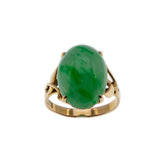 Apple Of My Eye - Art Deco English 14K Gold Jadeite Ring (ADR241)