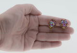 Aurora Borealis - Vintage Signed 'Austria' Gold Plated Cerise Austrian Swarovski Crystal Rhinestone Clip-On Earrings (VE376)