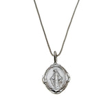 Miraculous Medal - Vintage Italian Sterling Silver Virgin Mary Religious Pendant & Chain (VP267)