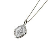 Miraculous Medal - Vintage Italian Sterling Silver Virgin Mary Religious Pendant & Chain (VP267)