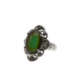 Moody Blues - Vintage Sterling Silver Mood Stone & Crystal Rhinestone Ring (VR1069)