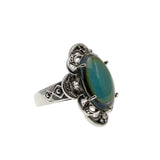 Moody Blues - Vintage Sterling Silver Mood Stone & Crystal Rhinestone Ring (VR1069)