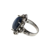 Moody Blues - Vintage Sterling Silver Mood Stone & Crystal Rhinestone Ring (VR1069)