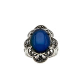 Moody Blues - Vintage Sterling Silver Mood Stone & Crystal Rhinestone Ring (VR1069)