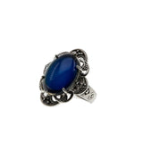 Moody Blues - Vintage Sterling Silver Mood Stone & Crystal Rhinestone Ring (VR1069)