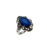 Moody Blues - Vintage Sterling Silver Mood Stone & Crystal Rhinestone Ring (VR1069)