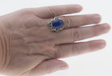 Moody Blues - Vintage Sterling Silver Mood Stone & Crystal Rhinestone Ring (VR1069)