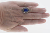 Moody Blues - Vintage Sterling Silver Mood Stone & Crystal Rhinestone Ring (VR1069)