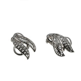 Silvery Leaves - Vintage European 835 Silver Leaf Clip-On Earrings (VE377)