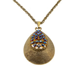 Sarah Coventry - Vintage Signed 'Sarah Cov' Gold Plated Aurora Borealis Crystal Rhinestone Pendant & Chain (VP268)