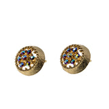Sarah Coventry - Vintage Signed 'Sarah Coventry' Gold Plated Aurora Borealis Rhinestone Clip-On Earrings (VE495)