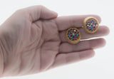 Sarah Coventry - Vintage Signed 'Sarah Coventry' Gold Plated Aurora Borealis Rhinestone Clip-On Earrings (VE495)