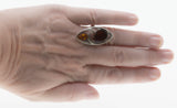 Ember Magic - Vintage Sterling Silver Natural Baltic Cherry & Cognac Amber Marquise Ring (VR838)