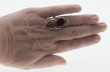 Ember Magic - Vintage Sterling Silver Natural Baltic Cherry & Cognac Amber Marquise Ring (VR838)