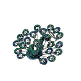 Gorgeous - Vintage Silver Tone Enamelled Peacock Brooch (VBR323)