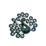 Gorgeous - Vintage Silver Tone Enamelled Peacock Brooch (VBR323)