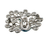 Gorgeous - Vintage Silver Tone Enamelled Peacock Brooch (VBR323)