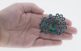Gorgeous - Vintage Silver Tone Enamelled Peacock Brooch (VBR323)