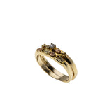 South Dakota Heirloom - Vintage 10K Yellow, Rose & Green 'Black Hills Gold' Natural Diamond Wedding Ring Set (VR1071)