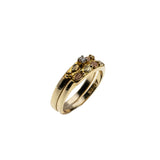 South Dakota Heirloom - Vintage 10K Yellow, Rose & Green 'Black Hills Gold' Natural Diamond Wedding Ring Set (VR1071)