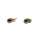 Sparrow's Treasure - Vintage 18K Gold Plated Black Pearl Stud Earrings (VE378)