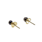 Sparrow's Treasure - Vintage 18K Gold Plated Black Pearl Stud Earrings (VE378)