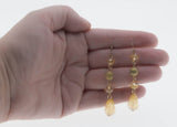 Happy New Year !  - Vintage Gold Plated Champagne Coloured Crystal Briolette Dangly Earrings (VE498)