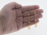 Happy New Year !  - Vintage Gold Plated Champagne Coloured Crystal Briolette Dangly Earrings (VE498)