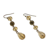 Happy New Year !  - Vintage Gold Plated Champagne Coloured Crystal Briolette Dangly Earrings (VE498)
