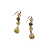 Happy New Year !  - Vintage Gold Plated Champagne Coloured Crystal Briolette Dangly Earrings (VE498)