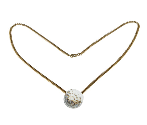 Prediction - Vintage Gold Plated Tear-Drop Crystal Briolette Pendant & Chain (VP270)