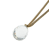 Prediction - Vintage Gold Plated Tear-Drop Crystal Briolette Pendant & Chain (VP270)