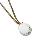 Prediction - Vintage Gold Plated Tear-Drop Crystal Briolette Pendant & Chain (VP270)